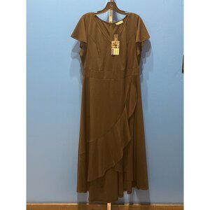 Talisea Black Flutter Sleeve Dress 14W With Tags High-Low Hem Ruffle Zipper Back